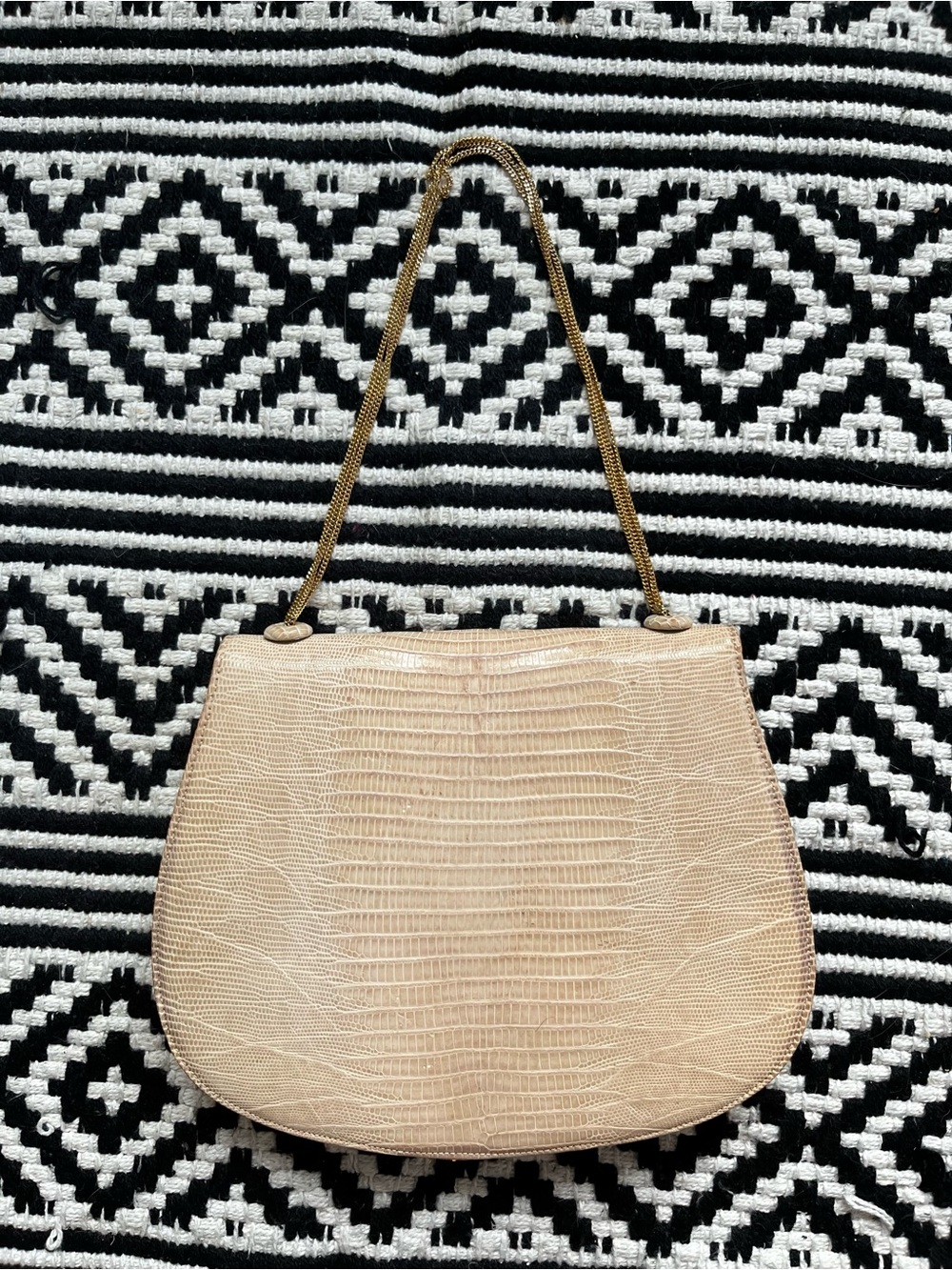 1960s Mr. Jay Genuine Lizard Skin Convertible Clutch Hand bag Cream